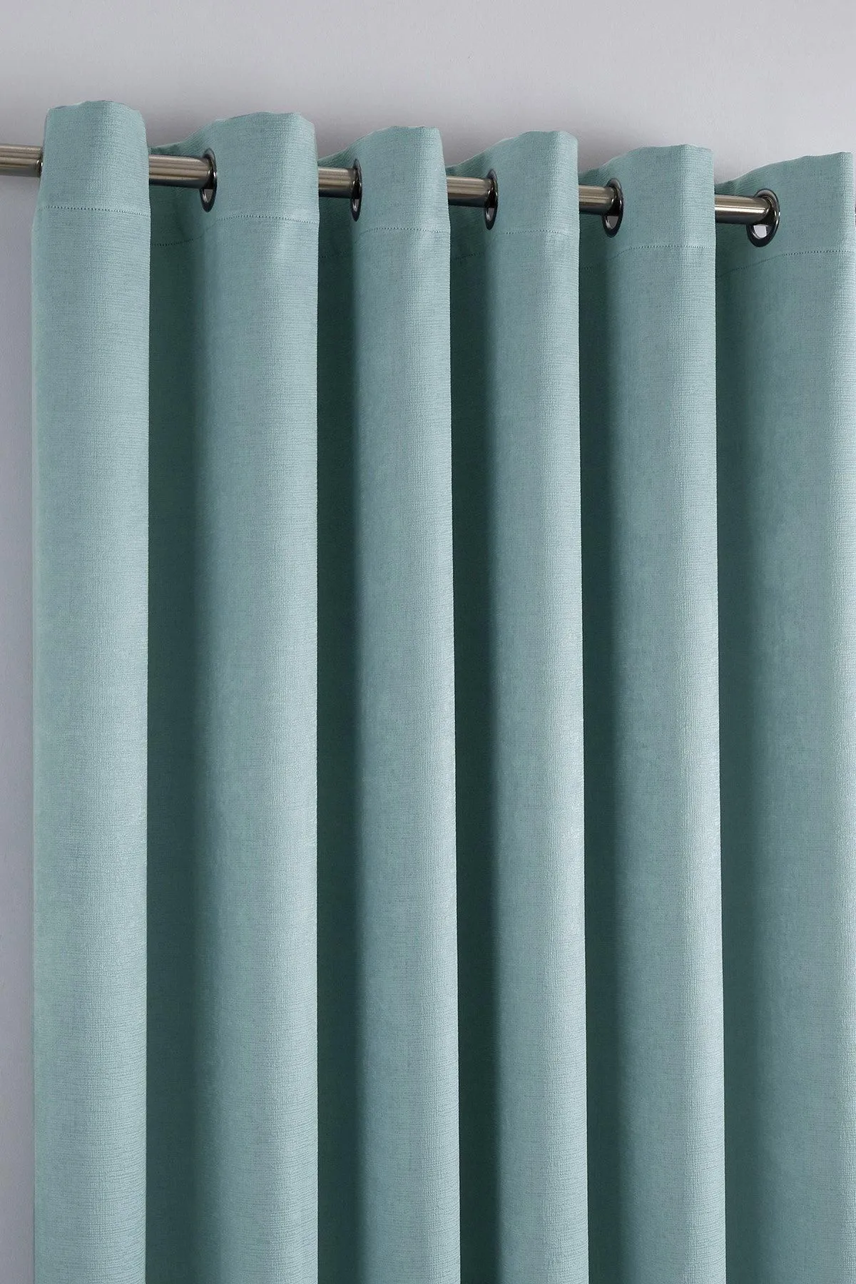 Fusion 'Strata' Triple-Woven Dimout Eyelet Curtains in Duck Egg Blue 2