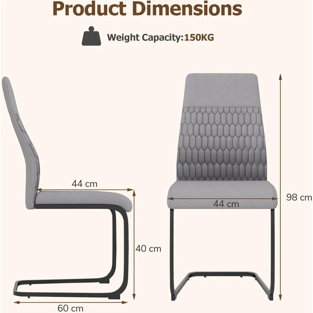 Costway Modern Dining Chair Set of 4 Armless Kitchen Chair-Grey in Grey 5