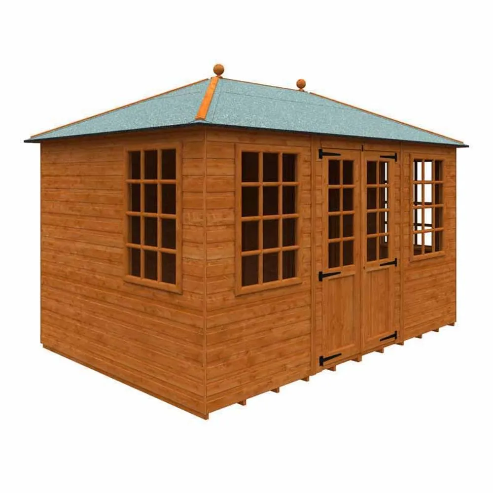 Buttercup Farm 12 x 8 Feet Georgian Pyramid 12mm Shed - Solid Wood/Softwood/Pine in Burnt Orange