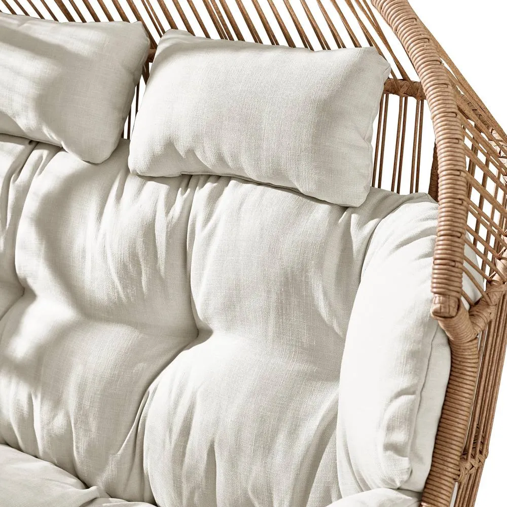 FurnitureboxUK Beige Indoor / Outdoor Rattan Double Egg Chair 5