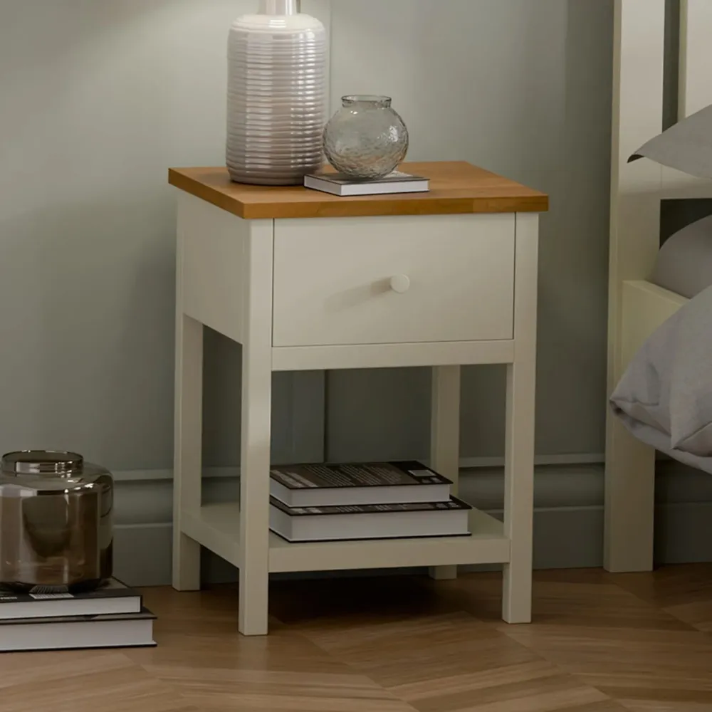 Coxmoor 1-Drawer Bedside Table - Oak - Wooden - Happy Beds