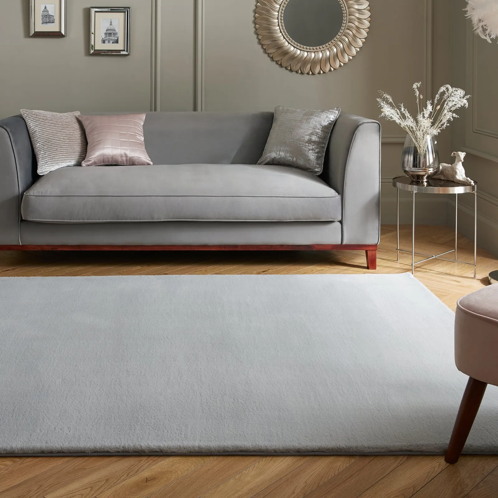 Faux Fur Supersoft Lush Rug Grey