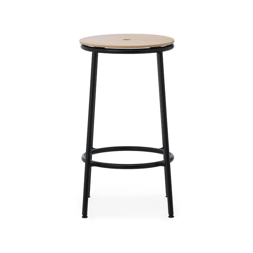 Normann Copenhagen Circa Barstool Oak Seat Black Steel Legs 2