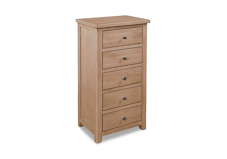 Grace Oak 5 Drawer Narrow Chest