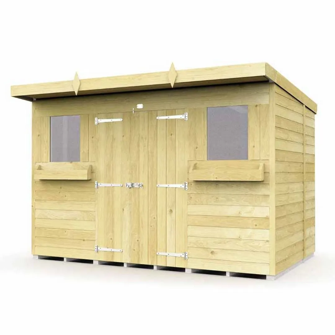 Buttercup Farm 10 x 5 Feet Pent Summer Shed - Wood - L147 x W302 x H201 cm in Brown