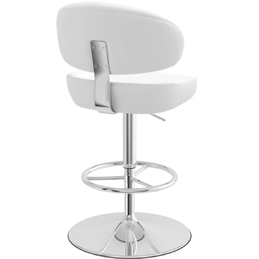 netfurniture Jamaica Height Adjustable Bar Stool White PVC Padded Seat 5