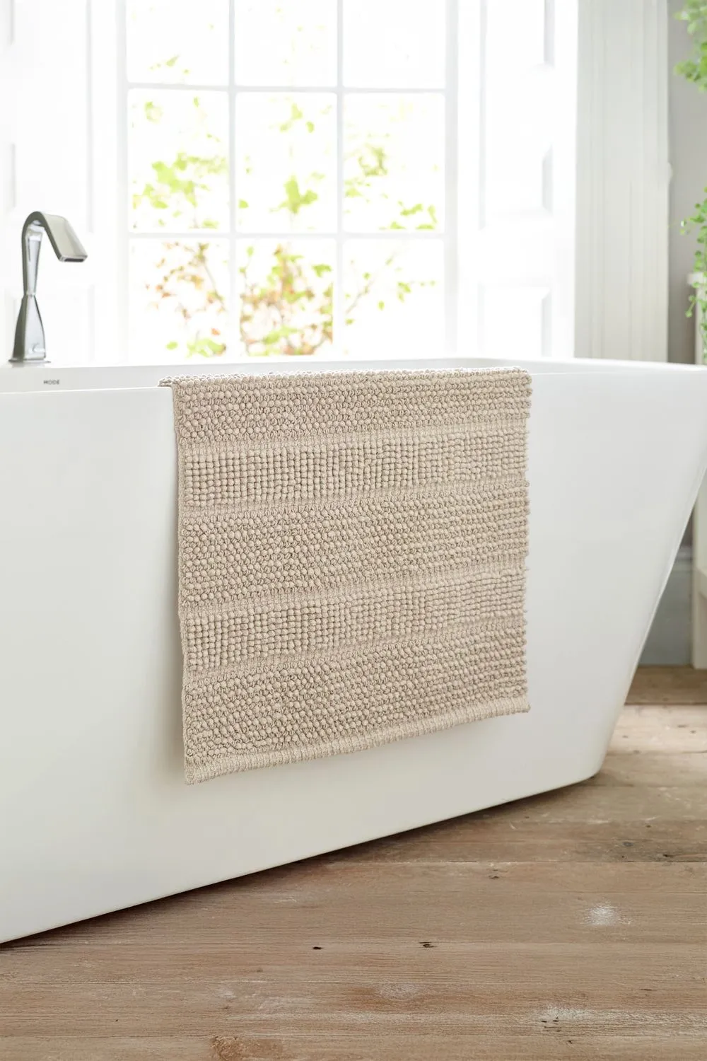 Deyongs Romeo Textured 100% Cotton Bath Mat - 1500gsm Absorbent Bathroom Rug | 1846 in Stone 1