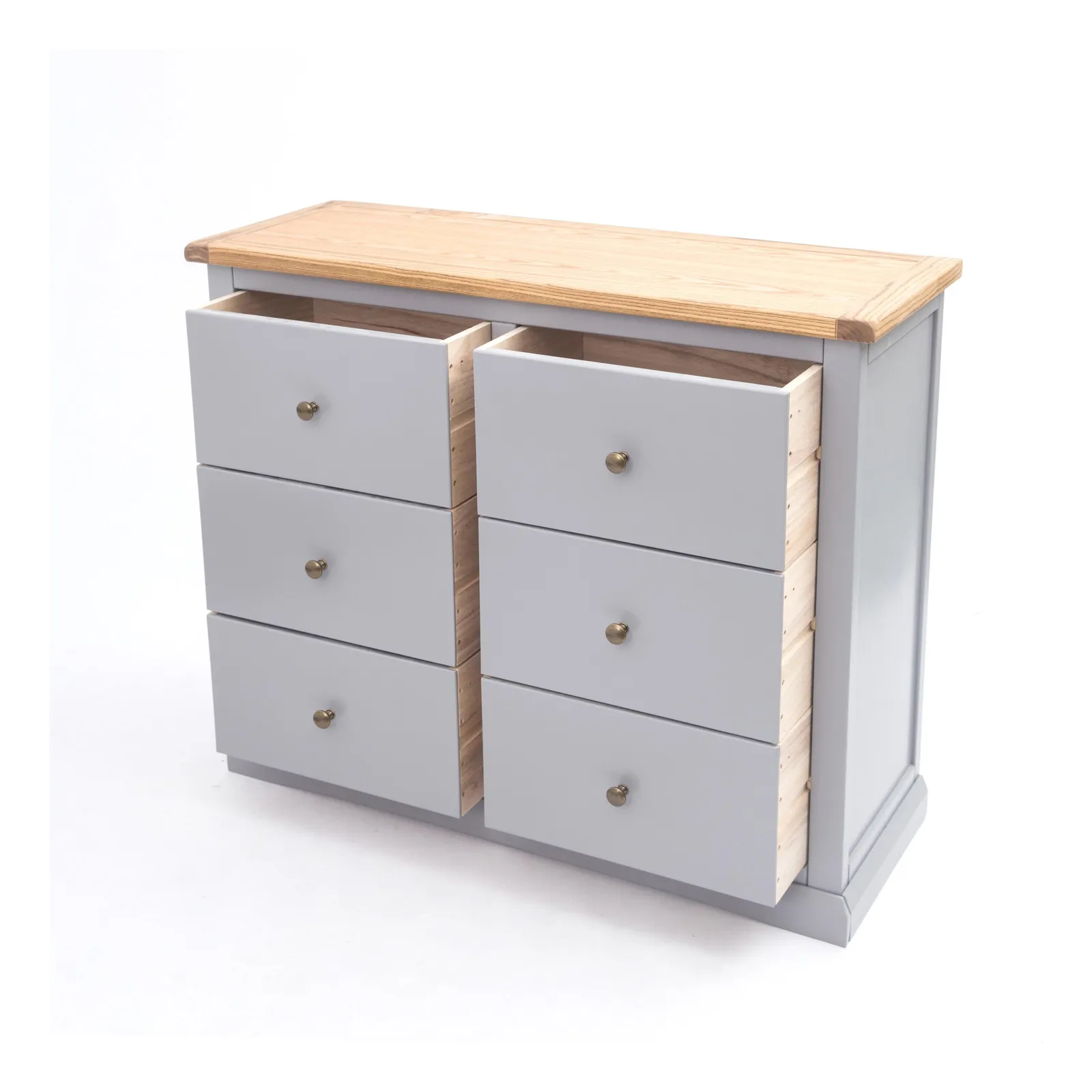 Cabinet Bits Rocca 6 Drawer Chest of Drawers Brass Knob in Grey 4