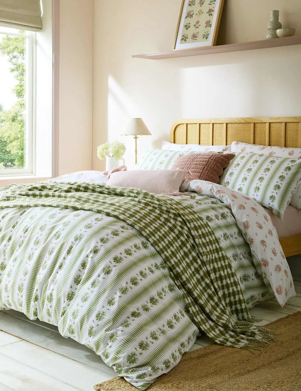 Laura Ashley Pure Cotton Pensham Striped Bedding Set Green Mix