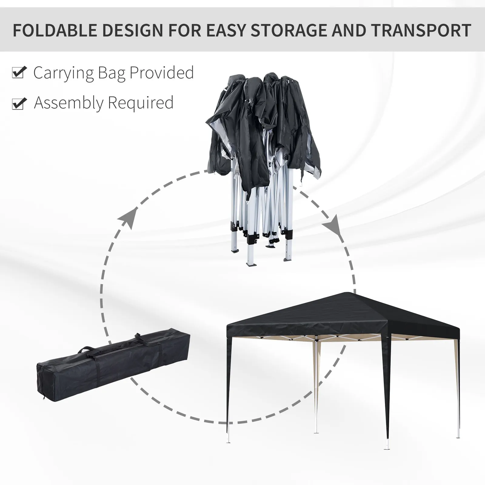 OUTSUNNY 3 x 3M Garden Pop Up Gazebo Height Adjustable Marquee Party Tent Wedding Canopy with Carrying Bag in Black 6