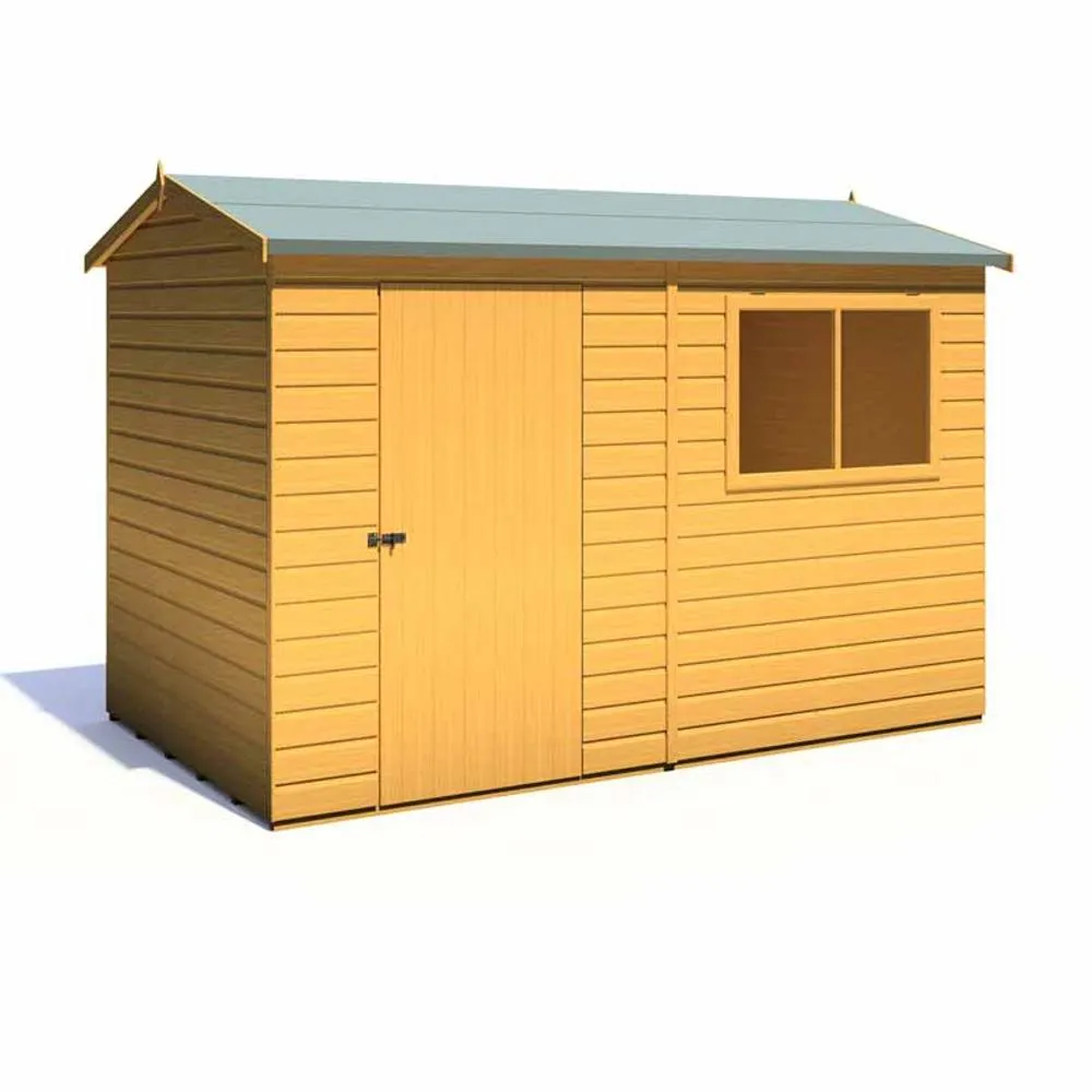 Shires Lewis 10 x 6 Feet Single Door Reverse Apex Style D Shed in Brown 2