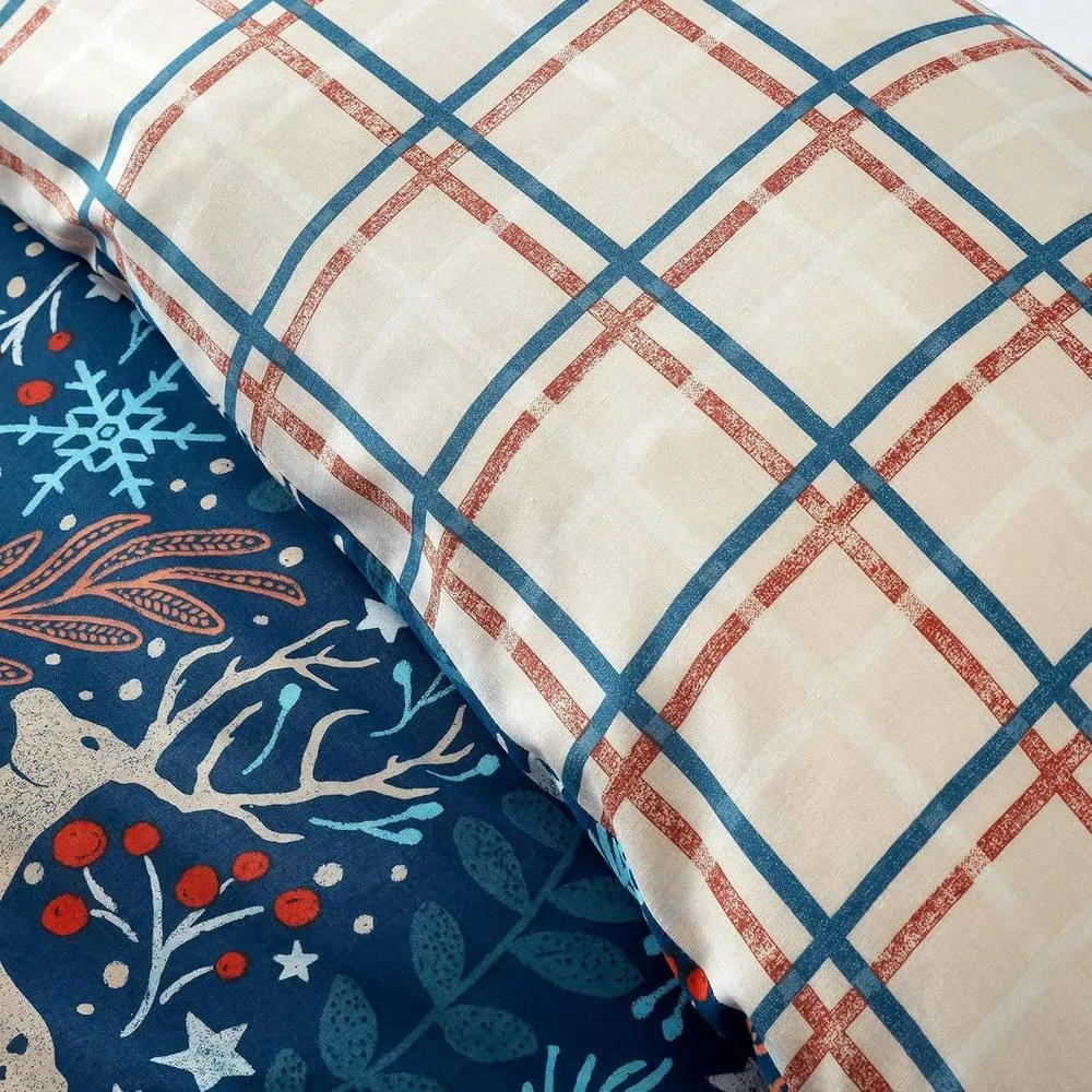 Portfolio Home Winter Stags Christmas Blue Duvet Cover Set in Navy 4