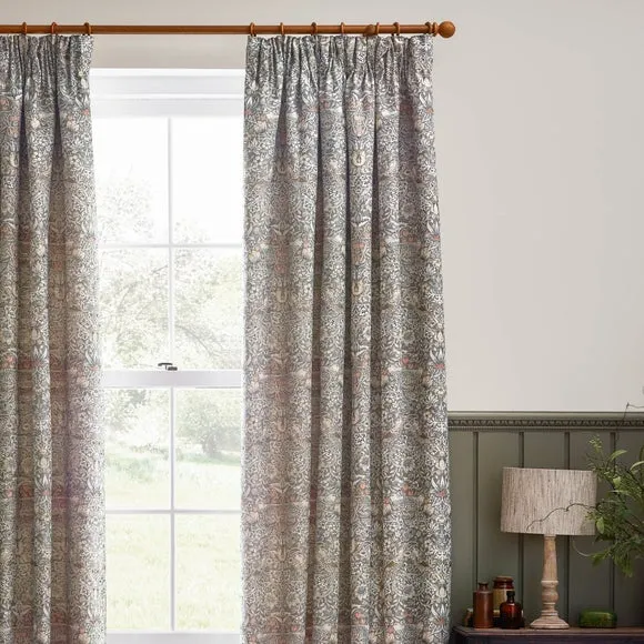 Morris & Co. Strawberry Thief Jacquard Pencil Pleat Curtains 1