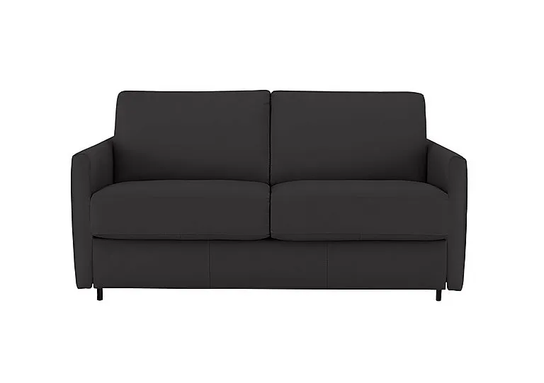 Alcova 2 Seater Leather Sofa Bed with Slim Arms - Botero Nero