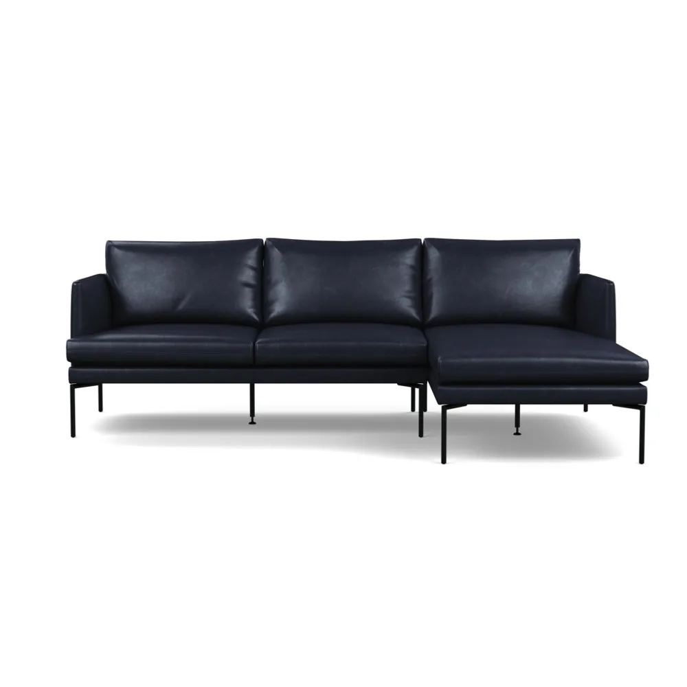 Heal's Matera Right Hand Facing Chaise Sofa Leather Stonewash Black 263 Black Feet 1