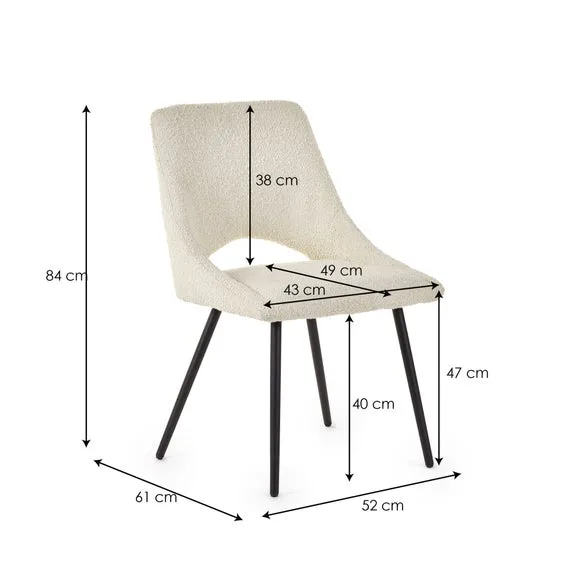 Iris Set Of 2 Dining Chairs, Boucle 6