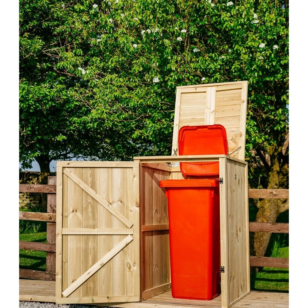 Buttercup Farm Chatburn Single Wheelie Bin Store, Timber - Fits 1 x 360L Wheelie Bins in Brown 5