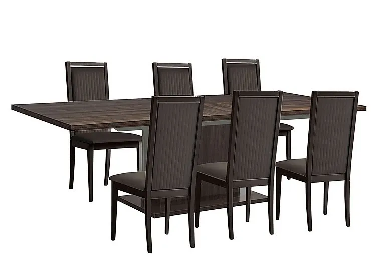 Venezia 200 cm Extending Dining Table and 6 Panelled Fabric Chairs Set - Walnut
