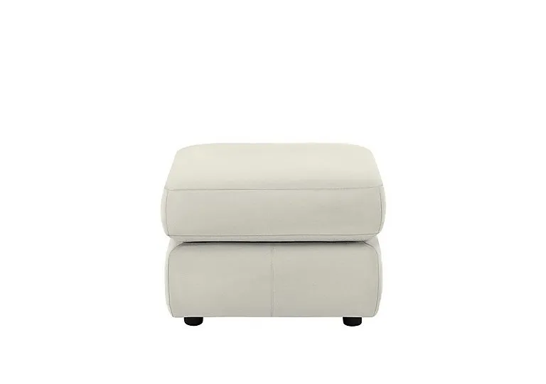 Avon Leather Footstool - Oxford Light Grey