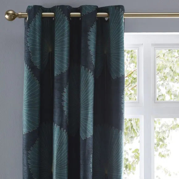 Chenille Oriental Fan Eyelet Curtains 1