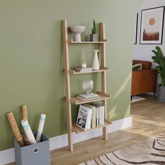 Return - York 4 Tier Ladder Bookcase, Light Wood