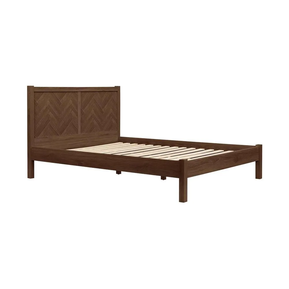 Birlea Double Bed Frame Walnut Herringford 4ft6 135cm Chevron Parquet in Brown 6