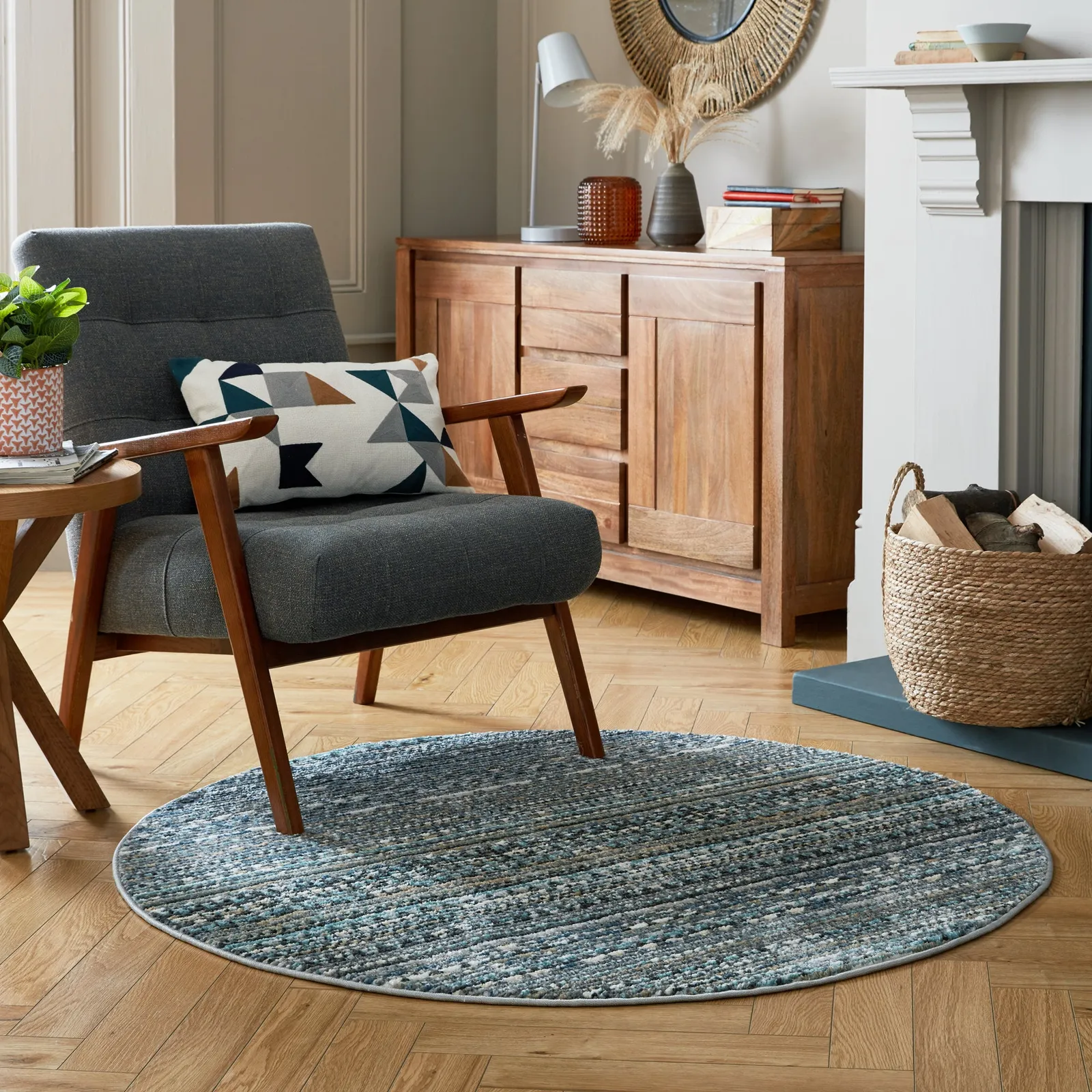 Parker Circle Rug Blue