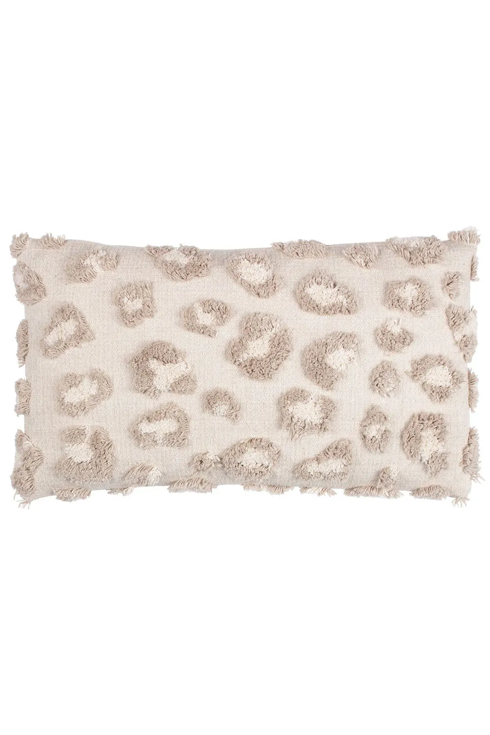 Furn Maeve Tonal Leopard Print Tufted Cotton Cushion in Natural
