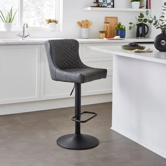 Montreal Height Adjustable Barstool, Faux Leather