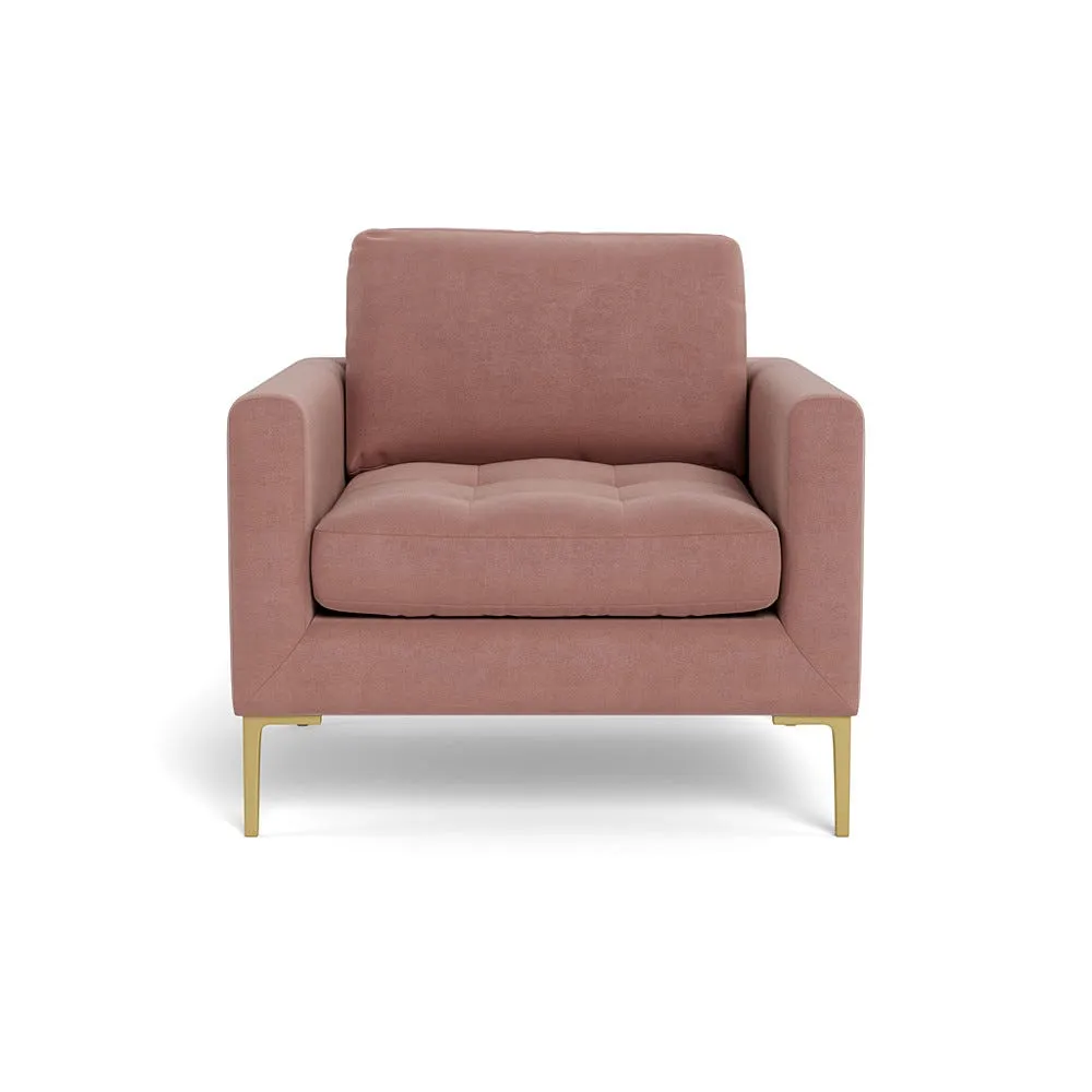 Heal's Eton Armchair Smart Luxe Velvet Dusky Pink Brass Feet