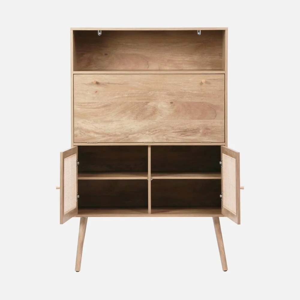 sweeek Writing Desk With Shelves With 2 Doors in Light Brown 4