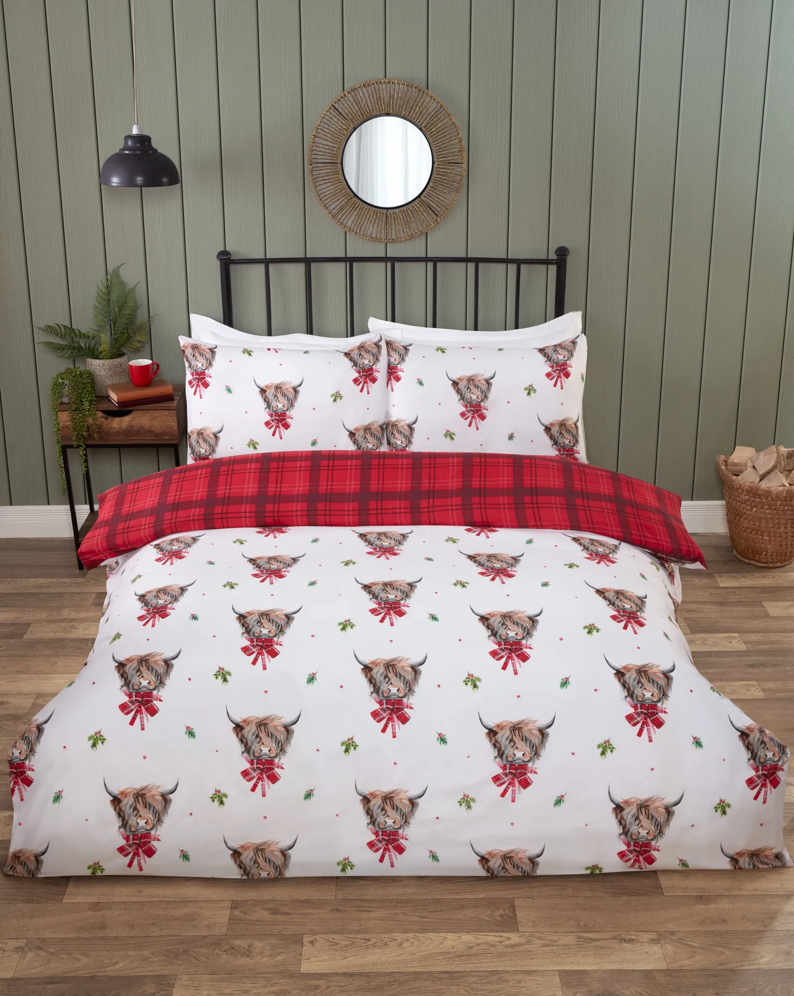 Rapport Home Fergus Microfibre Checkered Reversible Duvet Cover Set with Pillowcase