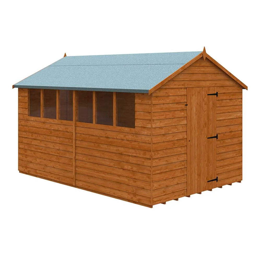 Buttercup Farm 12 x 8 Feet Budget Apex 9mm Shed - Solid Wood/Softwood/Pine in Burnt Orange