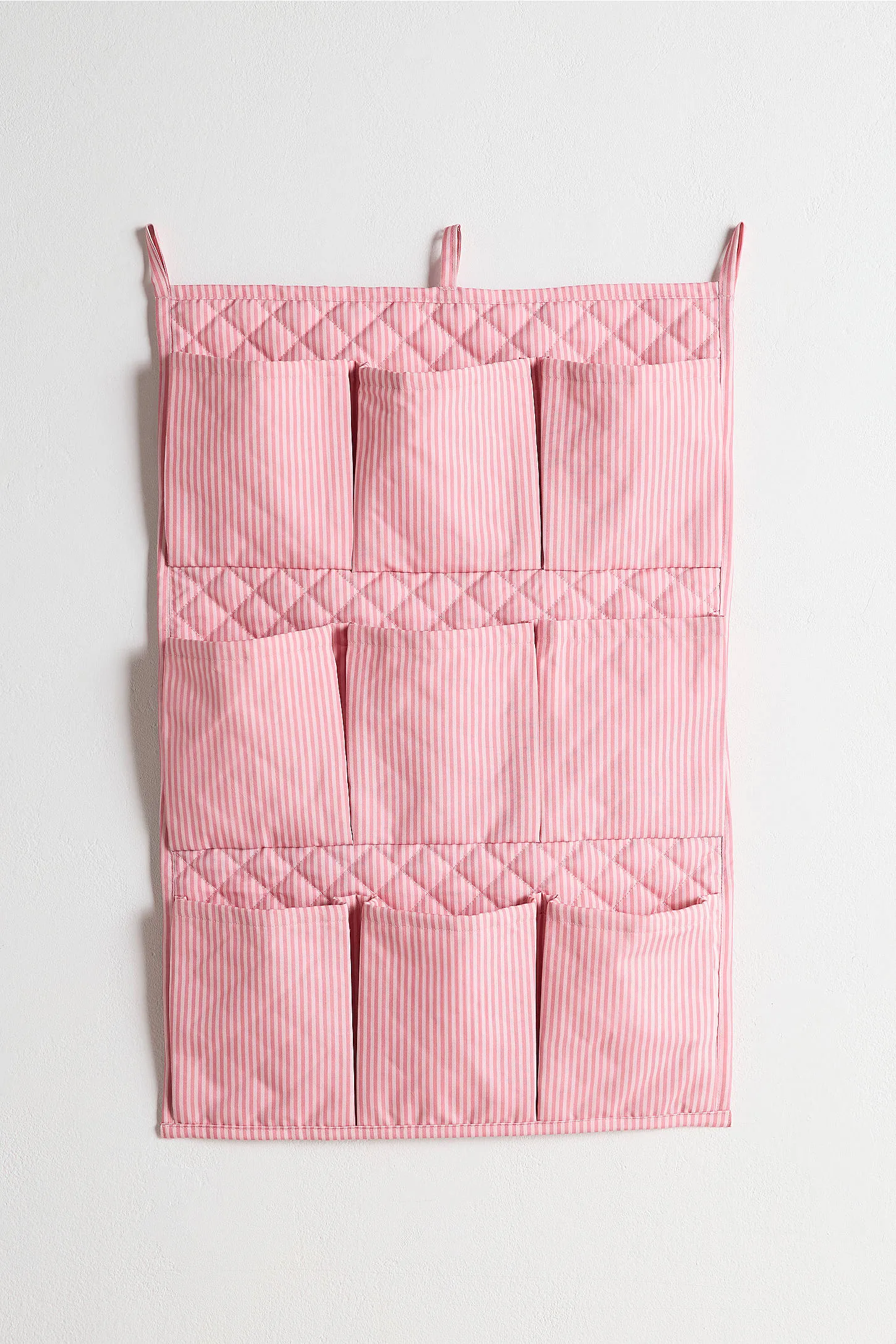 Pink Stripe 9-Pocket Hanging Storage Organiser - Pink 2