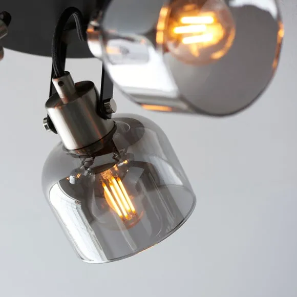 Palazzo Smoked Glass 3 Light Semi Flush Spotlight 5