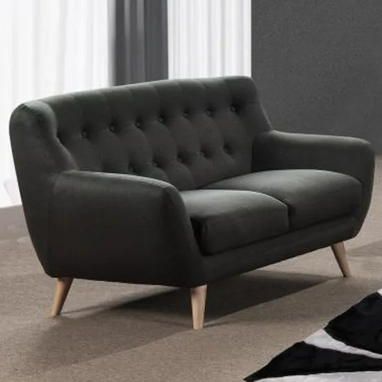 Rihanna Fabric Upholstered 2 Seater Sofa In Grey