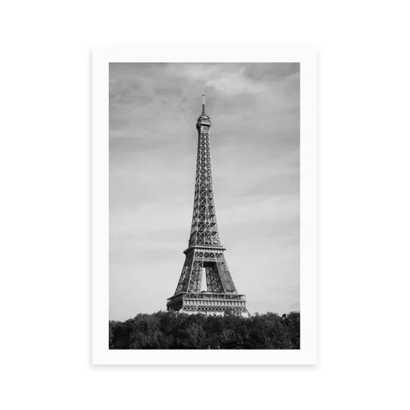 East End Prints Eiffel Tower, Pairs (Monochrome) I Print by 1x Gallery 2