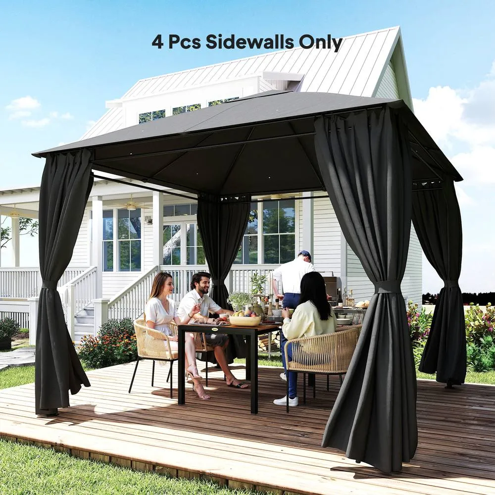 OUTSUNNY 3 x 3 m Gazebo Replacement Curtains Privacy Panel Set in Dark Grey 2