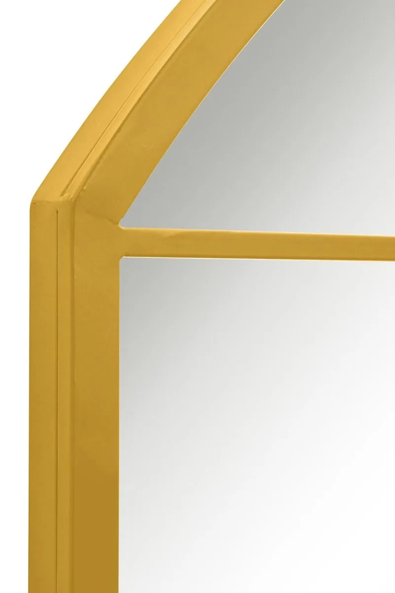 MirrorOutlet Gold Metal Framed Window Arched Wall Mirror 69" X 33" (174CM X 85CM) 6