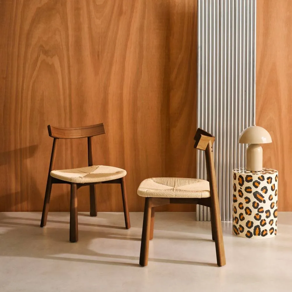 sweeek Set of 2 Scandinavian chairs in rubberwood with rope seat in Dark Brown 1