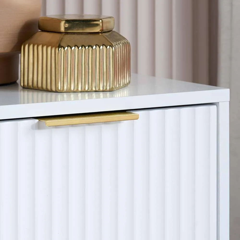 Birlea Pair of Zaza White Bedside Cabinet 2 Drawer Fluted Chest 4