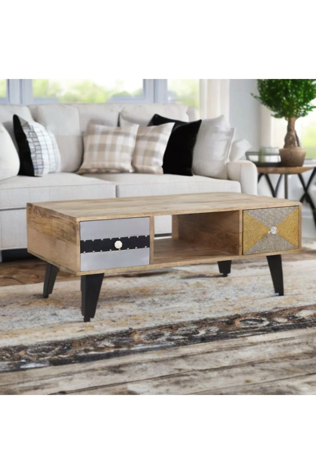 IH Design Celis Limited Edition Wooden Coffee Table with Drawers in Brown 6