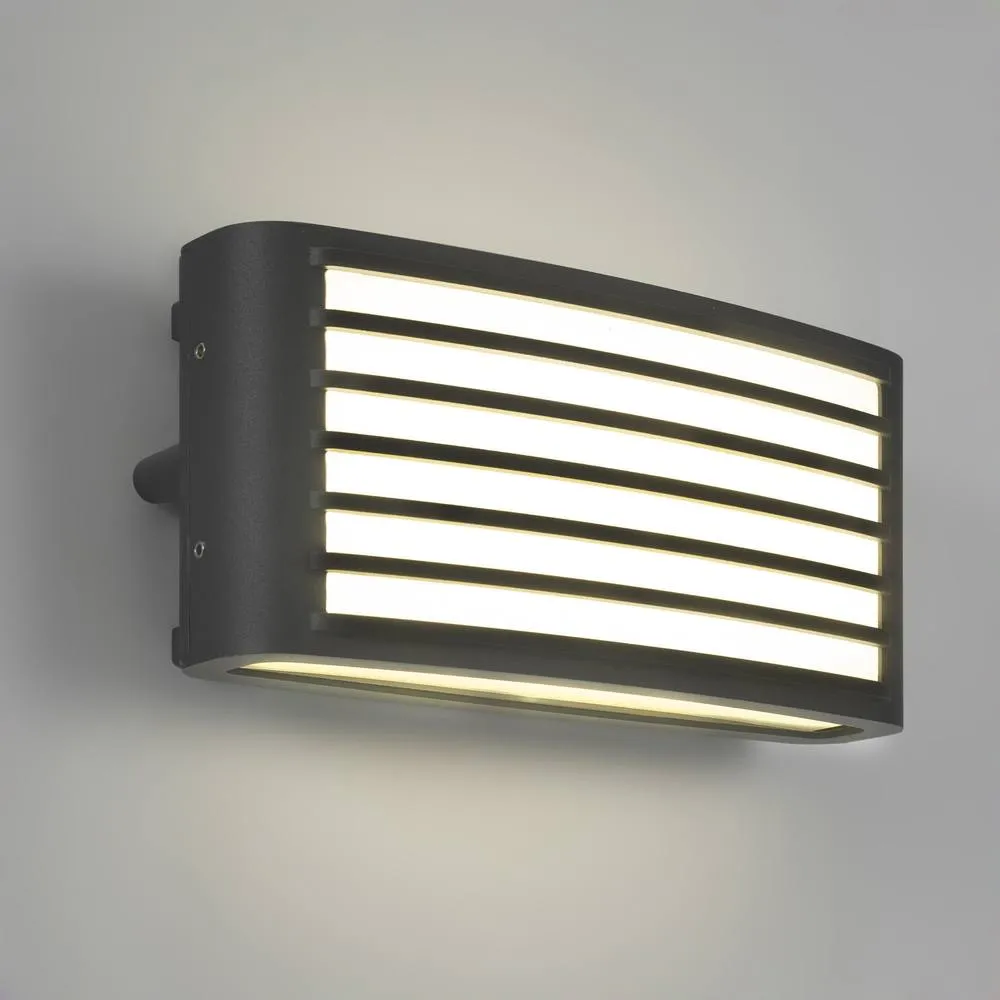 Netlighting Zenitha Grated Outdoor Flush Wall Lamp Black LED 12W 3000K IP54 On Off 2