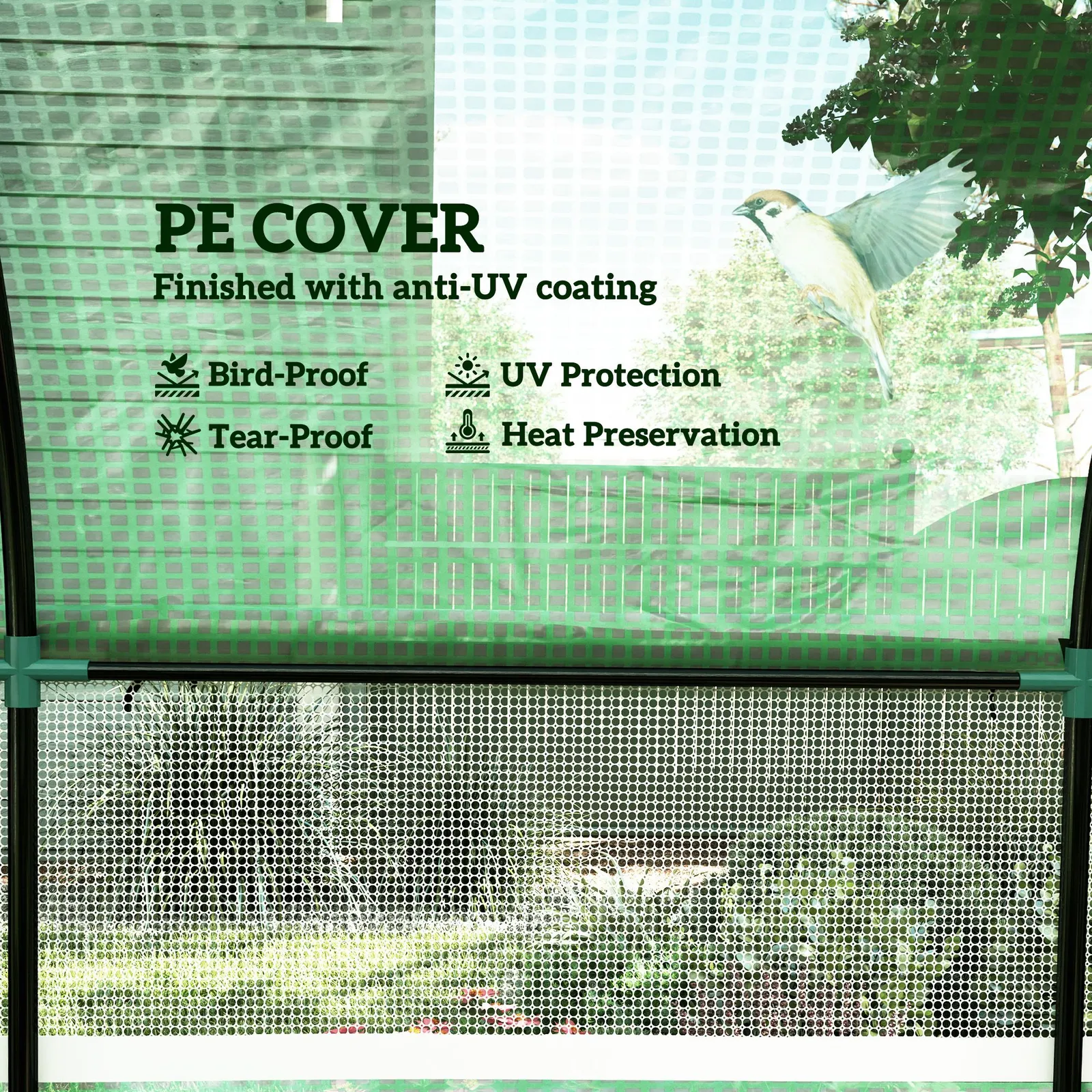 OUTSUNNY Polytunnel Greenhouse with UV-resistant PE Cover, Grow House, 3 x 3 x 2m in Green 4
