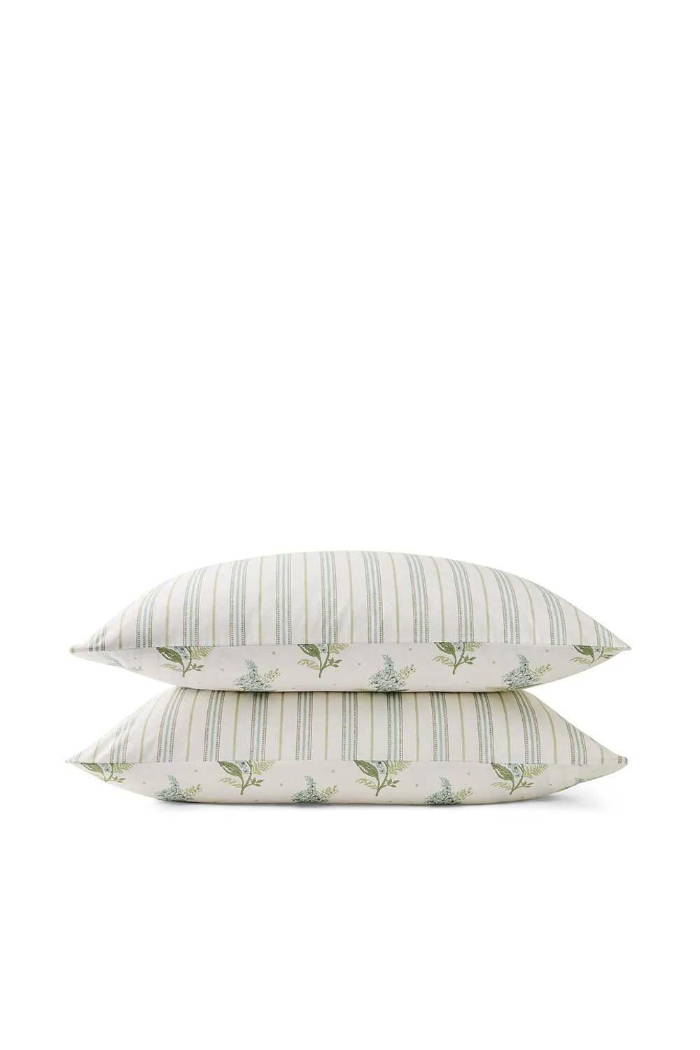 CHRISTY 'Blossom' Floral Striped Reversible Cotton Standard Pillowcase Pair in White 3