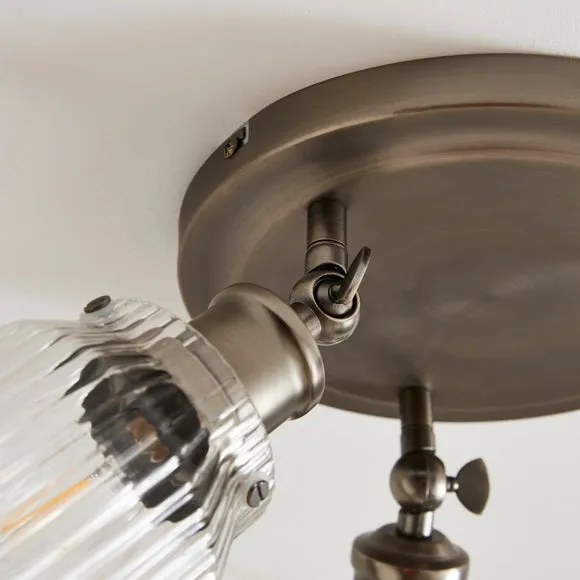 Tobias Industrial Ribbed 3 Light Adjustable Semi Flush Spotlight 3