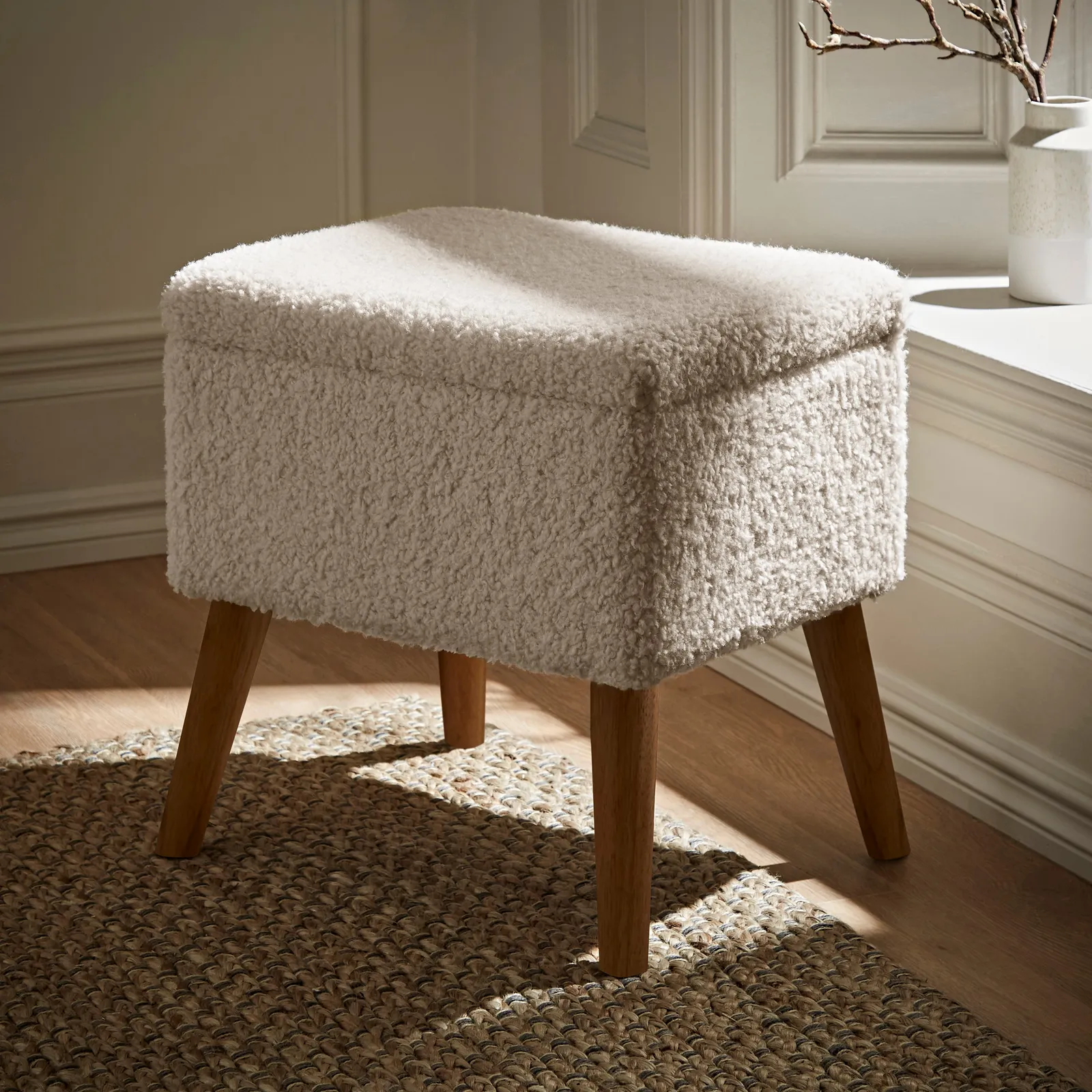 Alex Sherpa Storage Footstool Brown