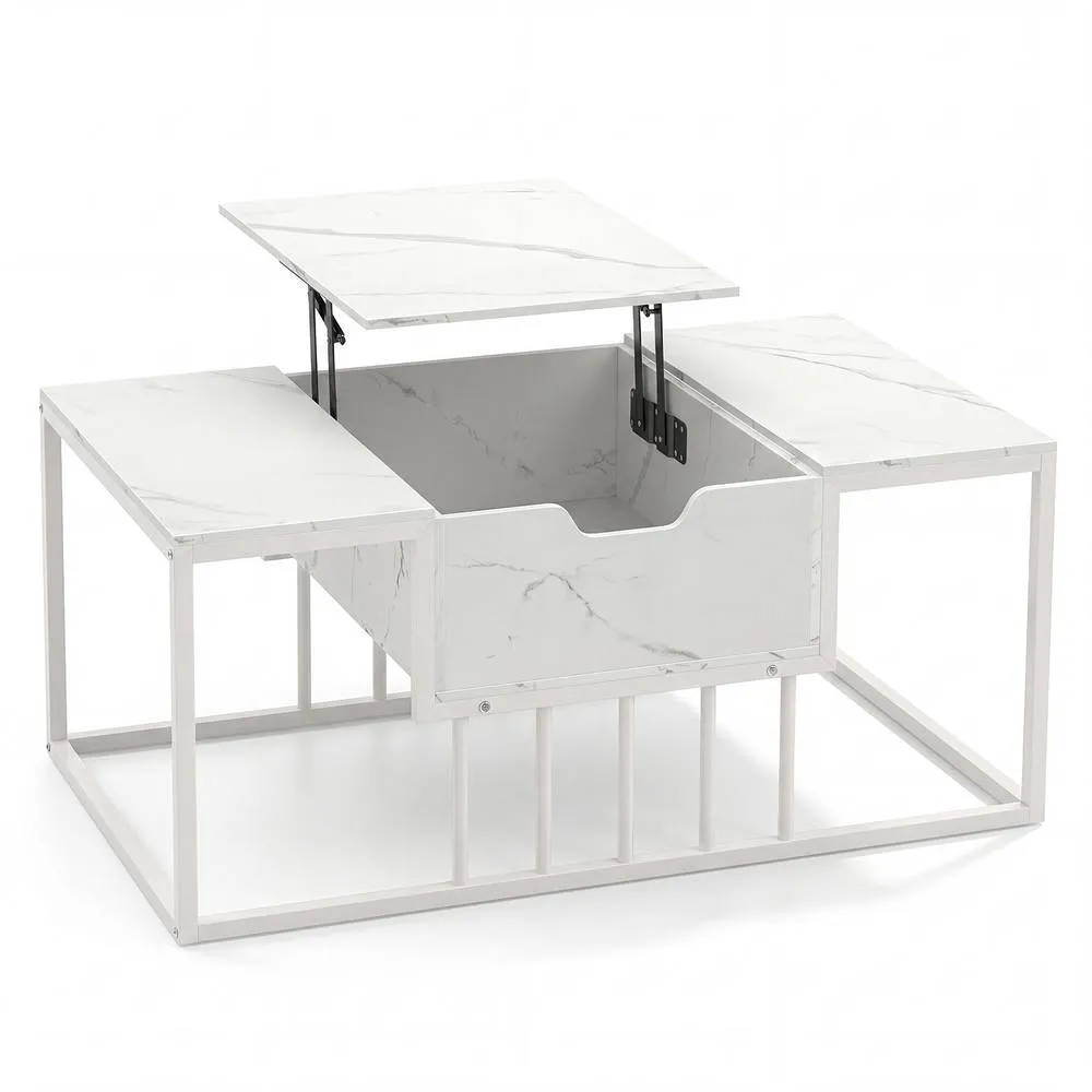 Costway Coffee Table Flip Top Center Table with Hidden Storage Compartment in White 6