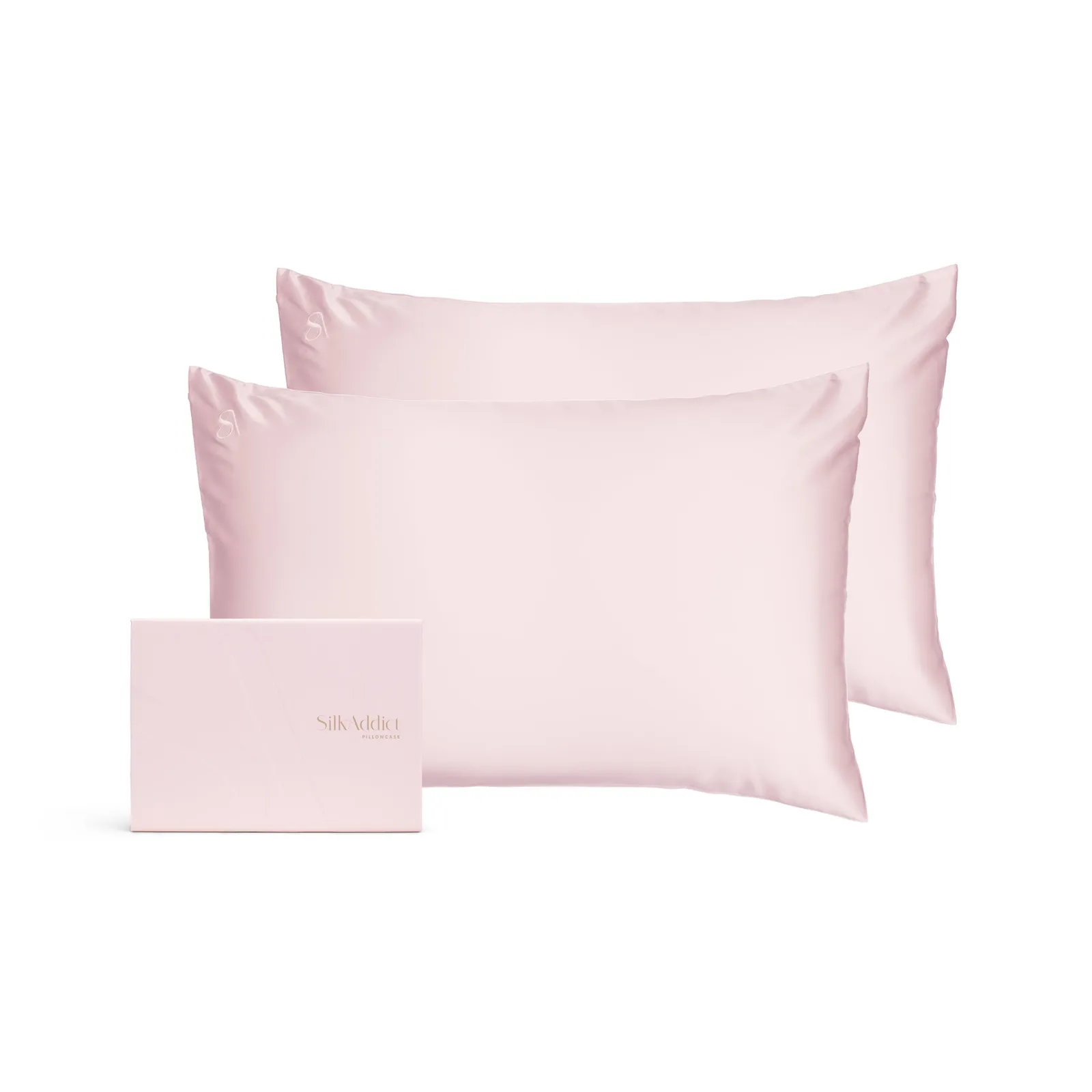 Silk Addict 100% Mulberry Silk Pillowcase Twinpack - Caramel in Light Pink