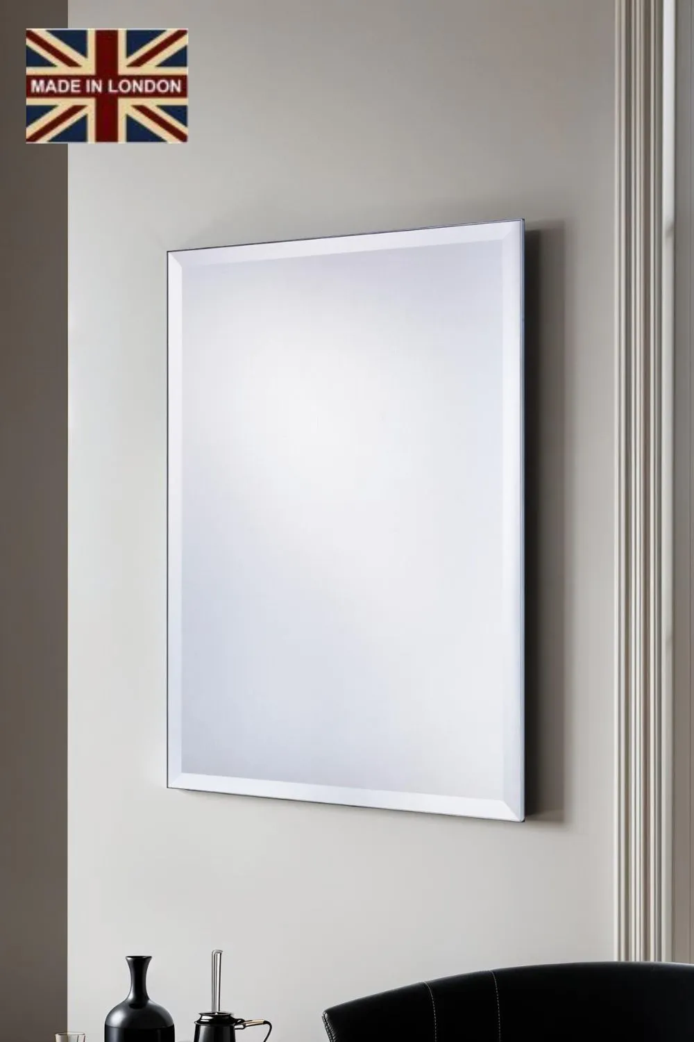 Yearn Mirrors Yearn Minimal Bevelled Mirror 102x76cm in Metallic Silver